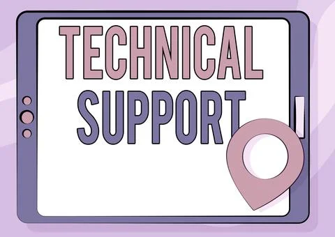 Text sign showing Technical Support. Word Written on Repair and advice services Illustrazione stock