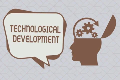 Text sign showing Technological Development. Conceptual photo Invention or Illustrazione stock