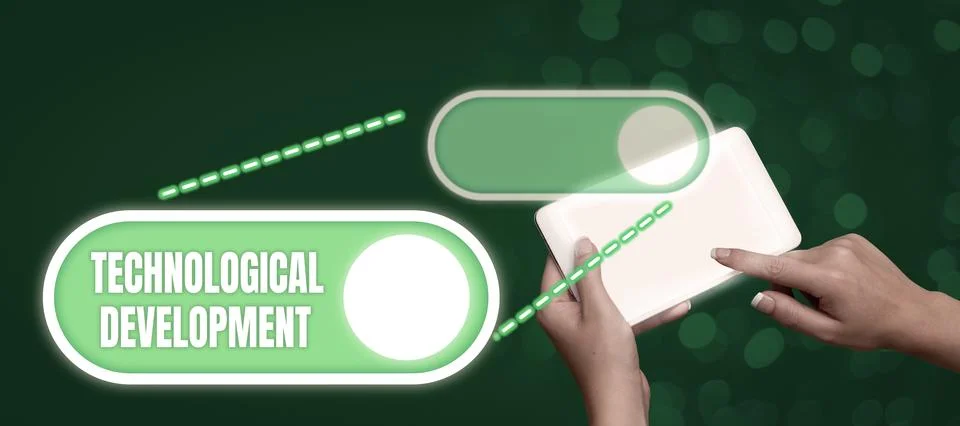 Text sign showing Technological Development. Conceptual photo Invention or 스톡 사진