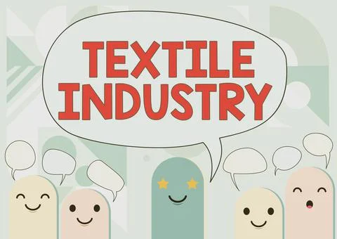 Text sign showing Textile Industry. Business overview production and Stock Illustration
