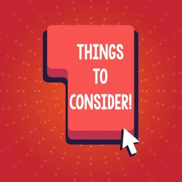 Text sign showing Things To Consider. Conceptual photo think about something  Stock Illustration