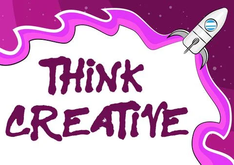 Text sign showing Think Creative. Business overview The ability to perceive Stockillustratie