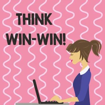 Text sign showing Think Win Win. Conceptual photo Negotiation strategy for both Stockillustratie