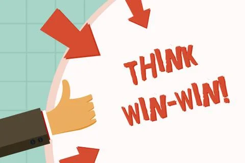 Text sign showing Think Win Win. Conceptual photo Negotiation strategy for both Stockillustratie