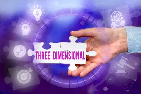 Text sign showing Three Dimensional. Conceptual photo Things that have depth and Foto stock