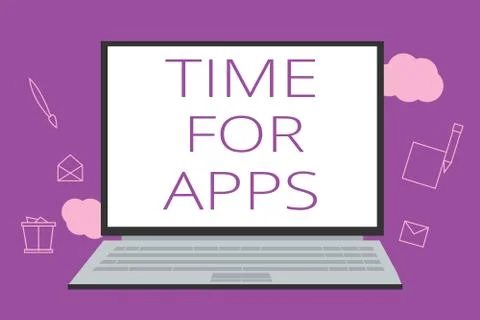 Text sign showing Time For Apps. Conceptual photo The best fullfeatured service Stock Illustration