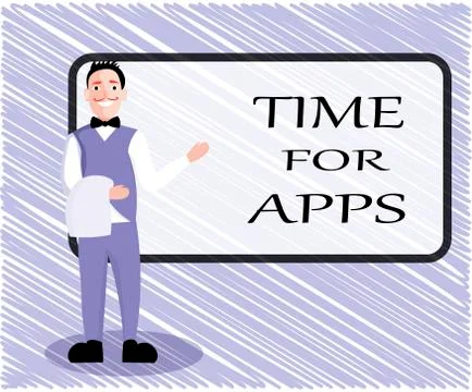 Text sign showing Time For Apps. Conceptual photo The best fullfeatured service Stock Illustration