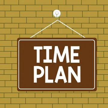 Text sign showing Time Plan. Conceptual photo a system for paying for goods by Ilustração Stock
