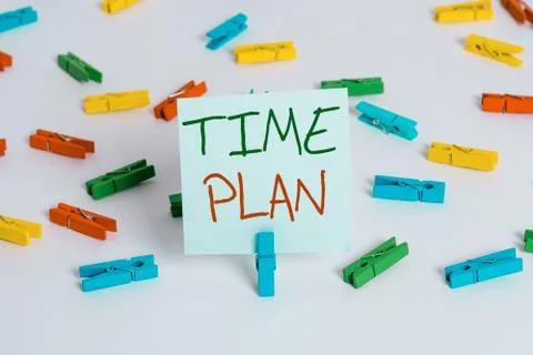 Text sign showing Time Plan. Conceptual photo a system for paying for goods by Fotos Stock