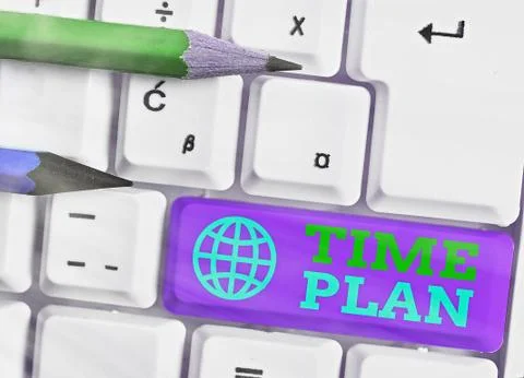 Text sign showing Time Plan. Conceptual photo a system for paying for goods by Fotos Stock