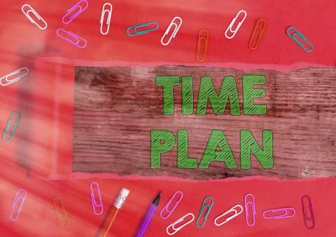 Text sign showing Time Plan. Conceptual photo a system for paying for goods by Fotos Stock