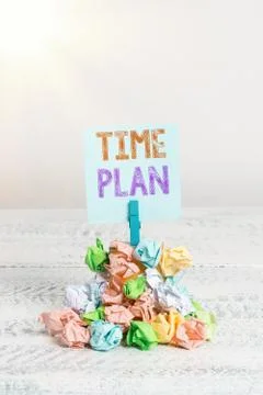 Text sign showing Time Plan. Conceptual photo a system for paying for goods by Fotos Stock