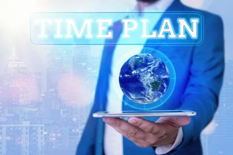 Text sign showing Time Plan. Conceptual photo a system for paying for goods by Fotos Stock