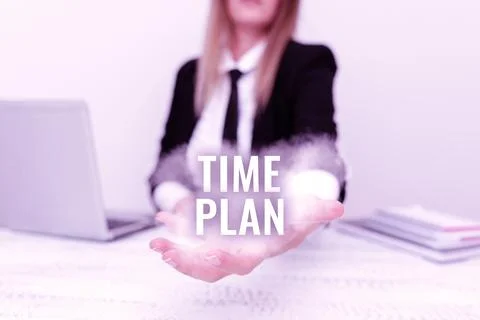 Text sign showing Time Plan. Conceptual photo a system for paying for goods by Fotos Stock