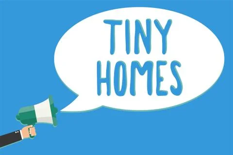 Text sign showing Tiny Homes. Conceptual photo houses contain one room only or イラスト素材