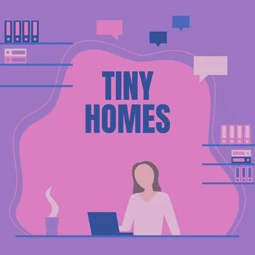 Text sign showing Tiny Homes. Business concept houses contain one room only or イラスト素材