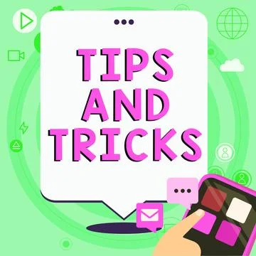 Text sign showing Tips And Tricks. Business showcase helpful advices that makes Illustrazione stock
