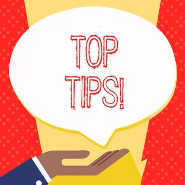Text sign showing Top Tips. Conceptual photo small but particularly useful ef Stock Illustration