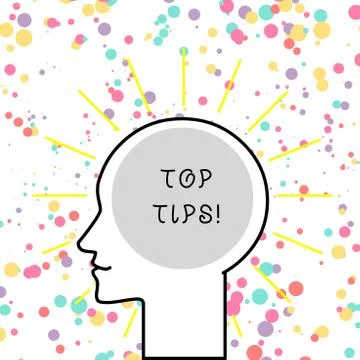 Text sign showing Top Tips. Conceptual photo small but particularly useful piece Stock Illustration