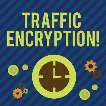 Text sign showing Traffic Encryption. Conceptual photo method of securing the 스톡 일러스트