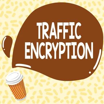 Text sign showing Traffic Encryption. Conceptual photo method of securing the 스톡 일러스트