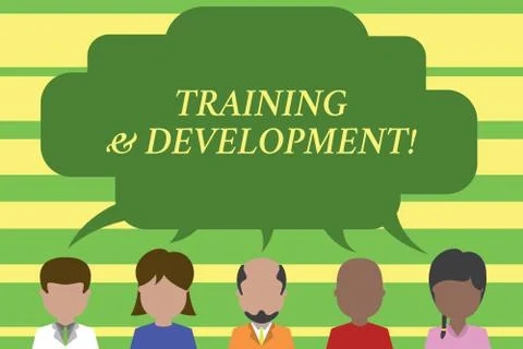 Text sign showing Training And Development. Conceptual photo Organize Additional Illustrazione stock