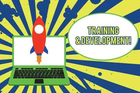 Text sign showing Training And Development. Conceptual photo Organize Additional Stock Illustration