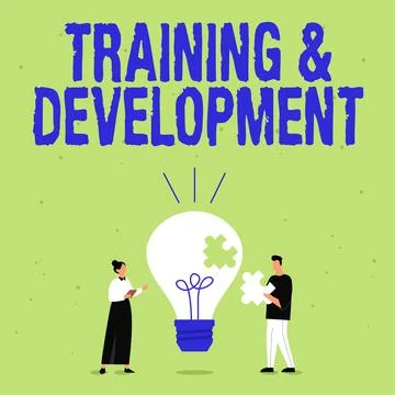 Text sign showing Training And Development. Word for Organize Additional Stock Illustration