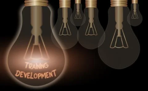 Text sign showing Training Development. Conceptual photo Learn and Expand skills Illustrazione stock