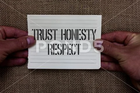Text sign showing Trust Honesty Respect. Conceptual photo Respectable Traits a Stock Photos