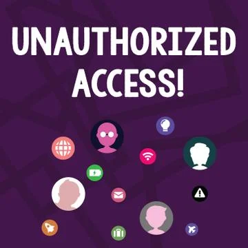Text sign showing Unauthorized Access. Conceptual photo use of a computer or Illustrazione stock
