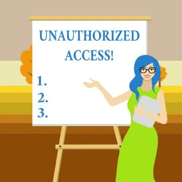 Text sign showing Unauthorized Access. Conceptual photo use of a computer or Stockillustratie