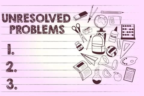 Text sign showing Unresolved Problems. Conceptual photo those Queries no one can Stock Illustration