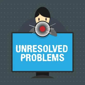 Text sign showing Unresolved Problems. Conceptual photo those Queries no one can Stock Illustration