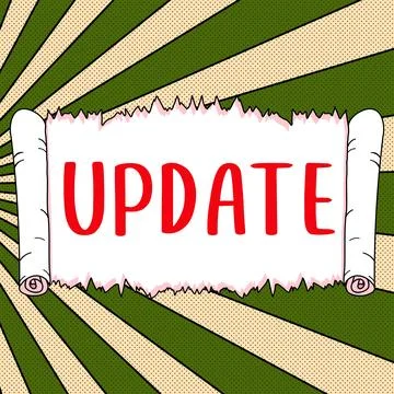 Text sign showing Update. Concept meaning Up to date Make something more modern Stockillustratie