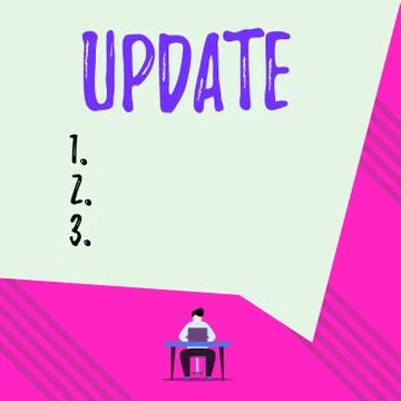 Text sign showing Update. Conceptual photo make something more modern or up to Illustrazione stock