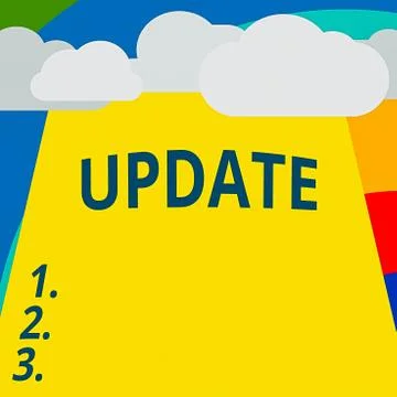 Text sign showing Update. Conceptual photo by adding Up to date information or Illustrazione stock