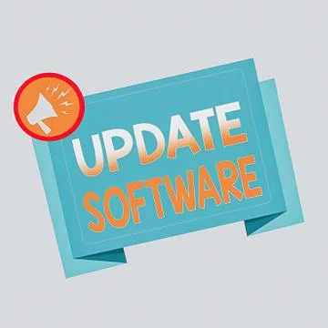 Text sign showing Update Software. Conceptual photo replacing program with a Illustrazione stock