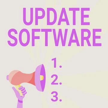 Text sign showing Update Software. Business concept replacing program with a Ilustración de archivo