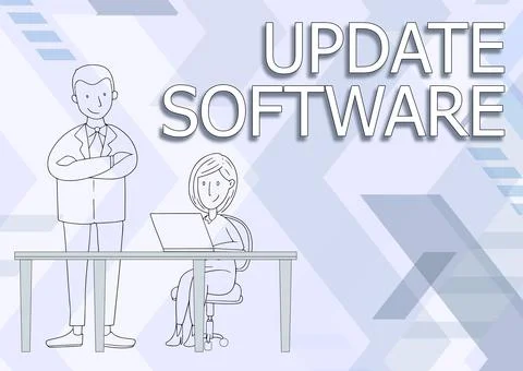 Text sign showing Update Software. Internet Concept replacing program with a イラスト素材