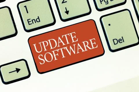Text sign showing Update Software. Conceptual photo replacing program with a 스톡 사진