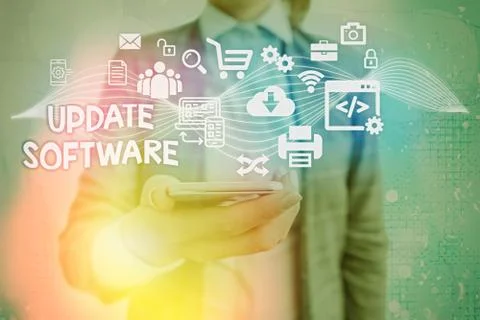 Text sign showing Update Software. Conceptual photo replacing program with a Foto stock