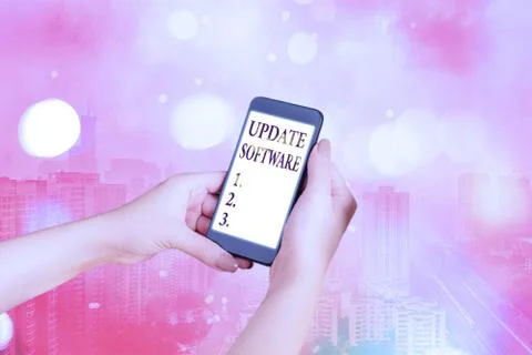 Text sign showing Update Software. Conceptual photo replacing program with a 스톡 사진