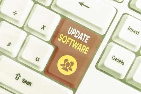 Text sign showing Update Software. Conceptual photo an application patch fixing Stock Photos