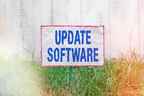 Text sign showing Update Software. Conceptual photo an application patch fixing Stock Photos