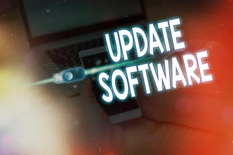 Text sign showing Update Software. Conceptual photo an application patch fixing Stock Photos