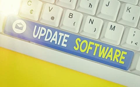 Text sign showing Update Software. Conceptual photo an application patch fixing Stock Photos