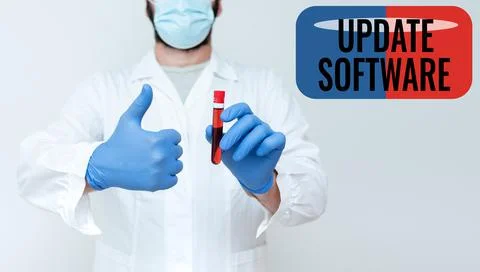 Text sign showing Update Software. Internet Concept replacing program with a Foto stock