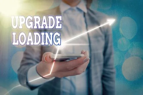 Text sign showing Upgrade Loading. Conceptual photo advancement of applications 库存照片