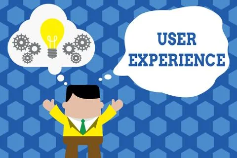 Text sign showing User Experience. Conceptual photo using website especially in Illustrazione stock